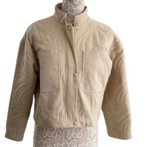 7 for All Mankind Cropped Quilted Tan Jacket Size Small